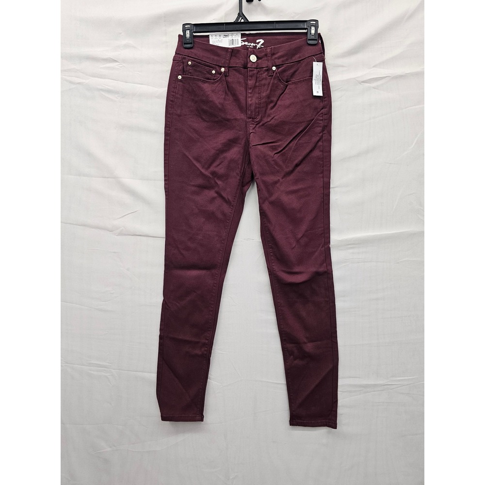 Seven7 Womens High Rise Skinny Jeans Burgundy Cotton Blend Casual Size 6